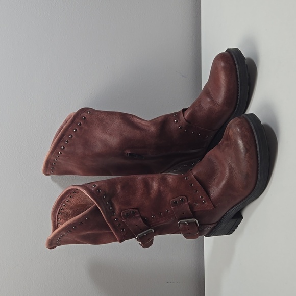 Musse & Cloud Shoes - Musse and Cloud Maroon Leather Buckle Boots